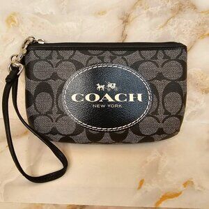 Coach Black and Gray Monogram Wristlet